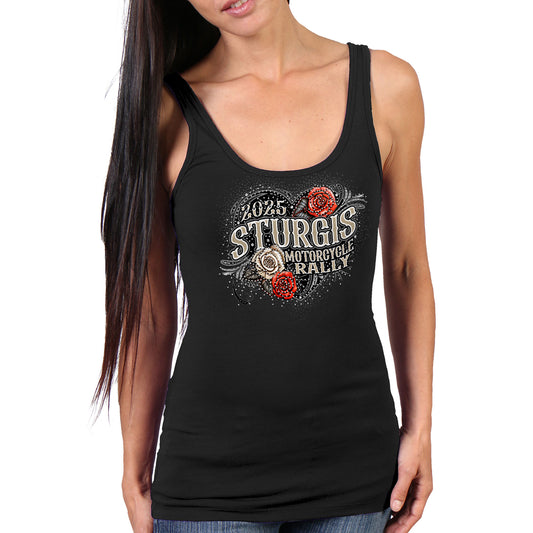 2025 Sturgis Motorcycle Rally Leather Wings Ladies Tank Top