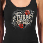 2025 Sturgis Motorcycle Rally Leather Wings Ladies Tank Top