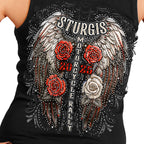 2025 Sturgis Motorcycle Rally Leather Wings Ladies Tank Top