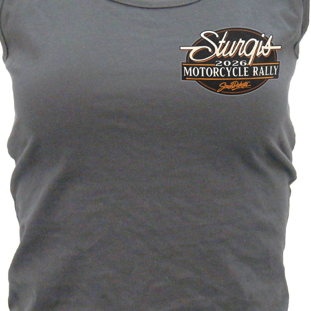 2026 Sturgis Motorcycle Rally Attractions Ladies Gray Tank Top SPL2899