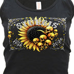 2026 Sturgis Motorcycle Rally Cosmic Sunflower Ladies Black Tank Top SPL2900