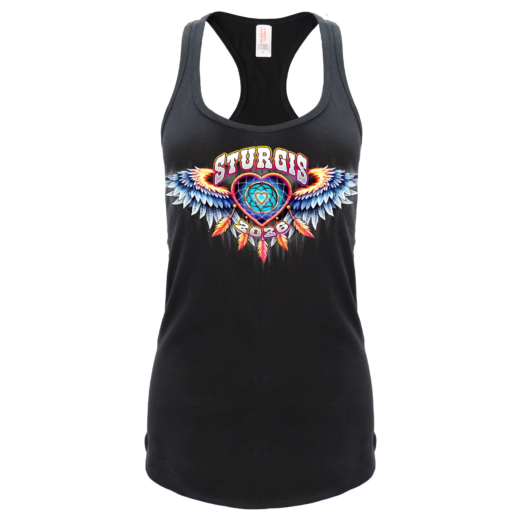 2026 Sturgis Motorcycle Rally Dream Cartcher Ladies Black Racer Back Tank Top SPL2901