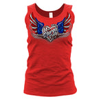 2026 Sturgis Motorcycle Rally Flag Heart Angel Ladies Red Racer Back Tank Top SPL2902