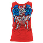 2026 Sturgis Motorcycle Rally Flag Heart Angel Ladies Red Racer Back Tank Top SPL2902
