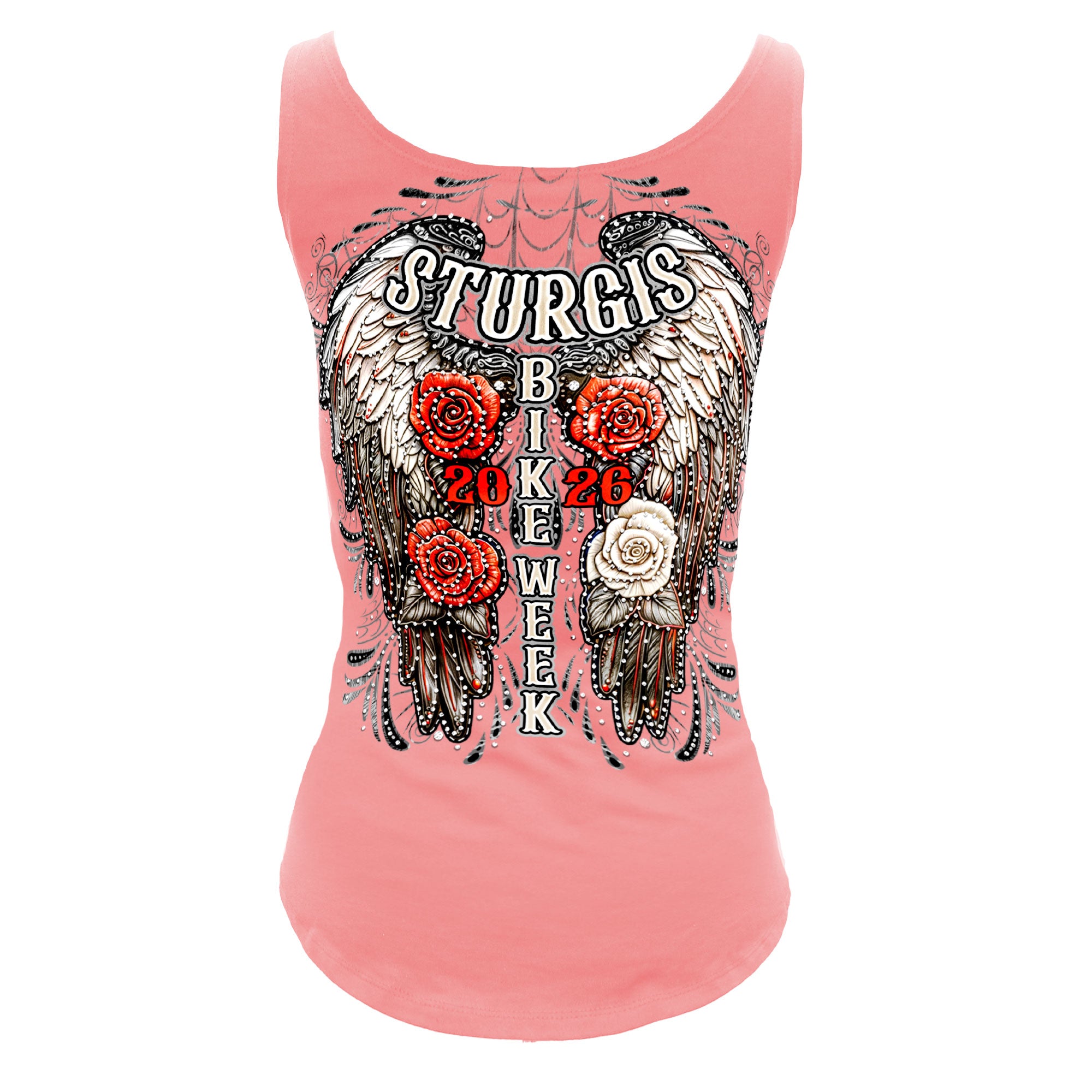 2026 Sturgis Motorcycle Leather Wings Ladies Pink Festival Tank Top SPL2903