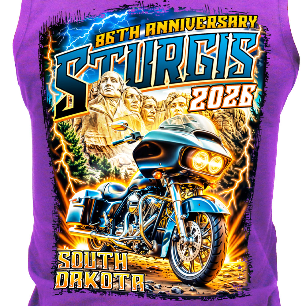 2026 Sturgis Motorcycle Rushmore Ladies Purple Tank Top SPL2904
