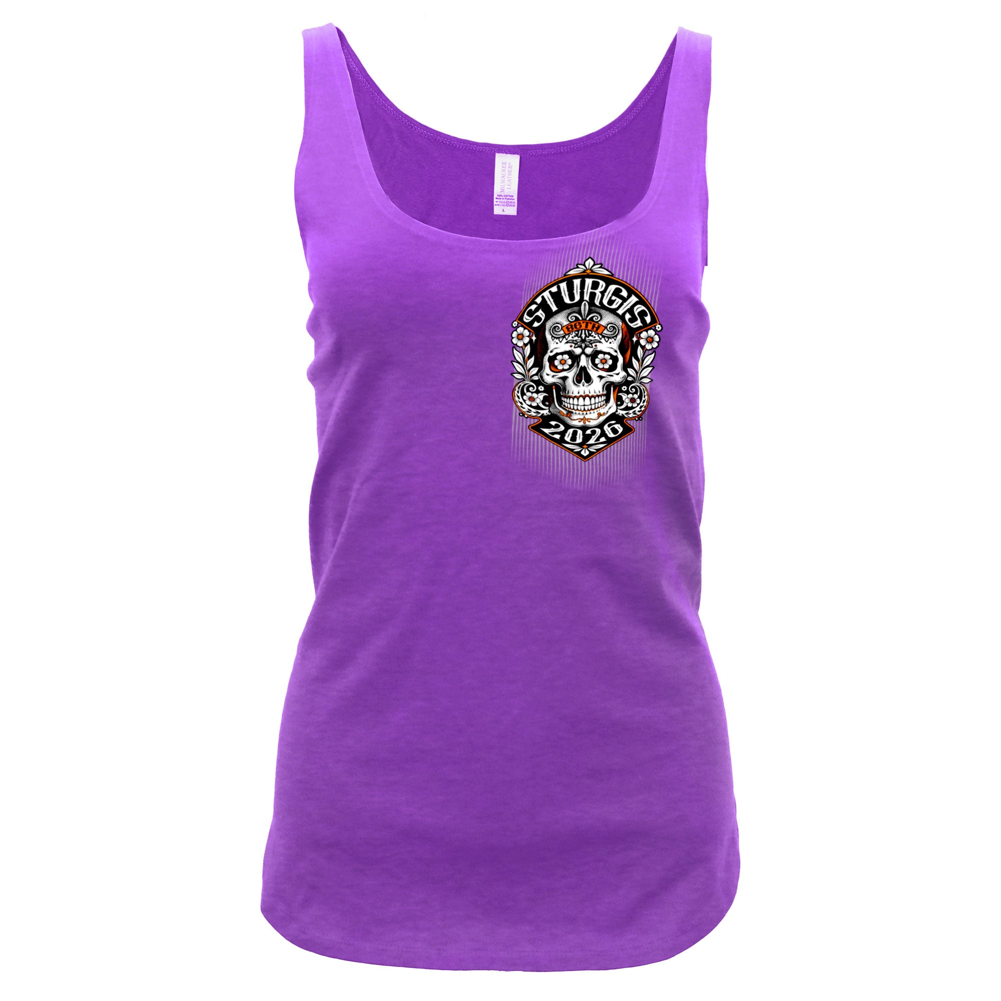 2026 Sturgis Motorcycle Sugar Skull Ladies Purple Tank Top SPL2905