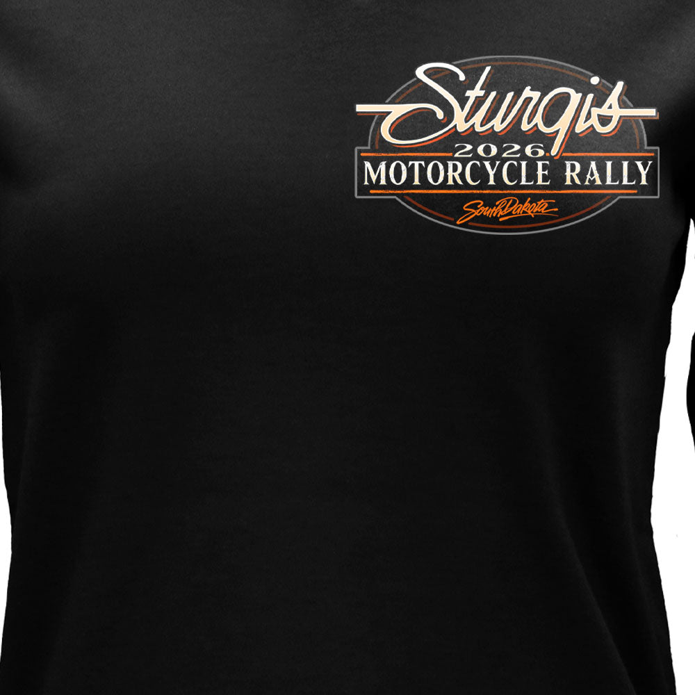 2026 Sturgis Motorcycle Rally Attractions LS Ladies Black Shirt SPL3896