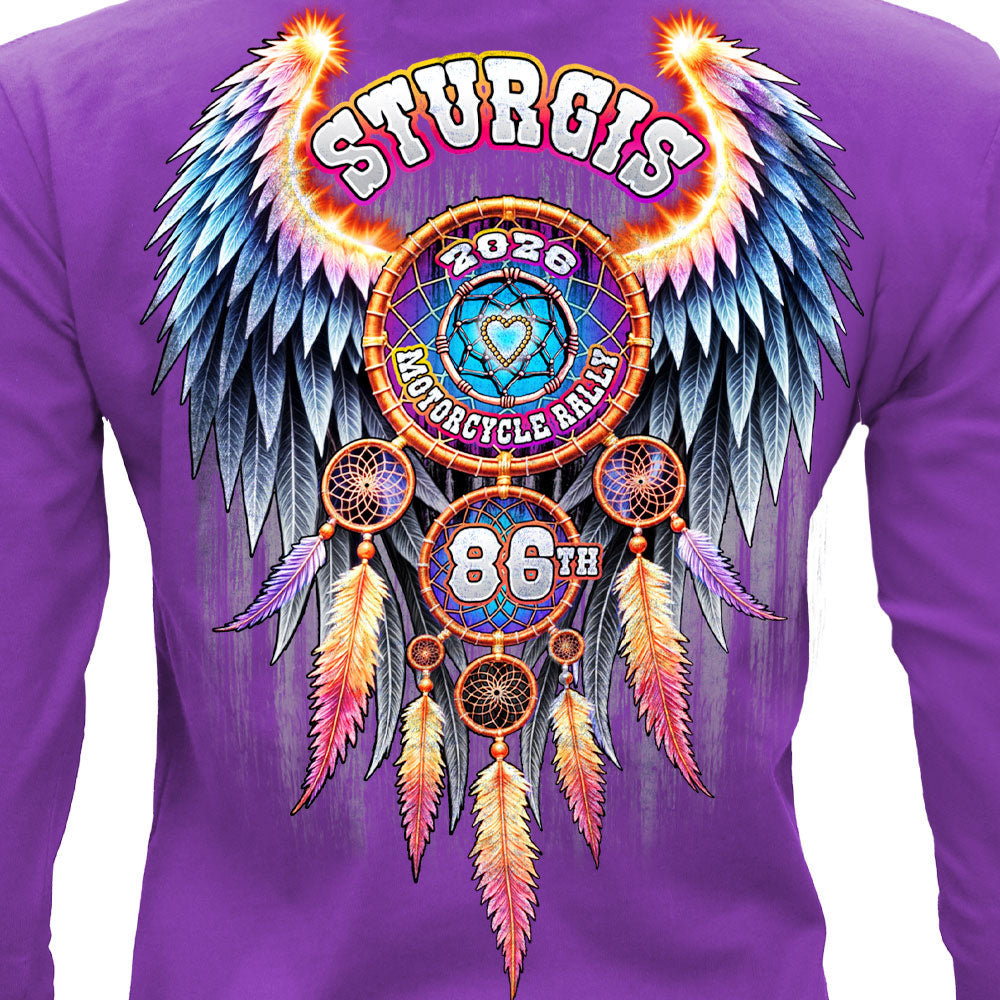 2026 Sturgis Motorcycle Rally Dream Catcher LS Ladies Purple Shirt SPL3898