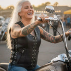 Hot Leathers VSL1009 Ladies Black Lambskin Motorcycle Biker Vest with Grommet Accents