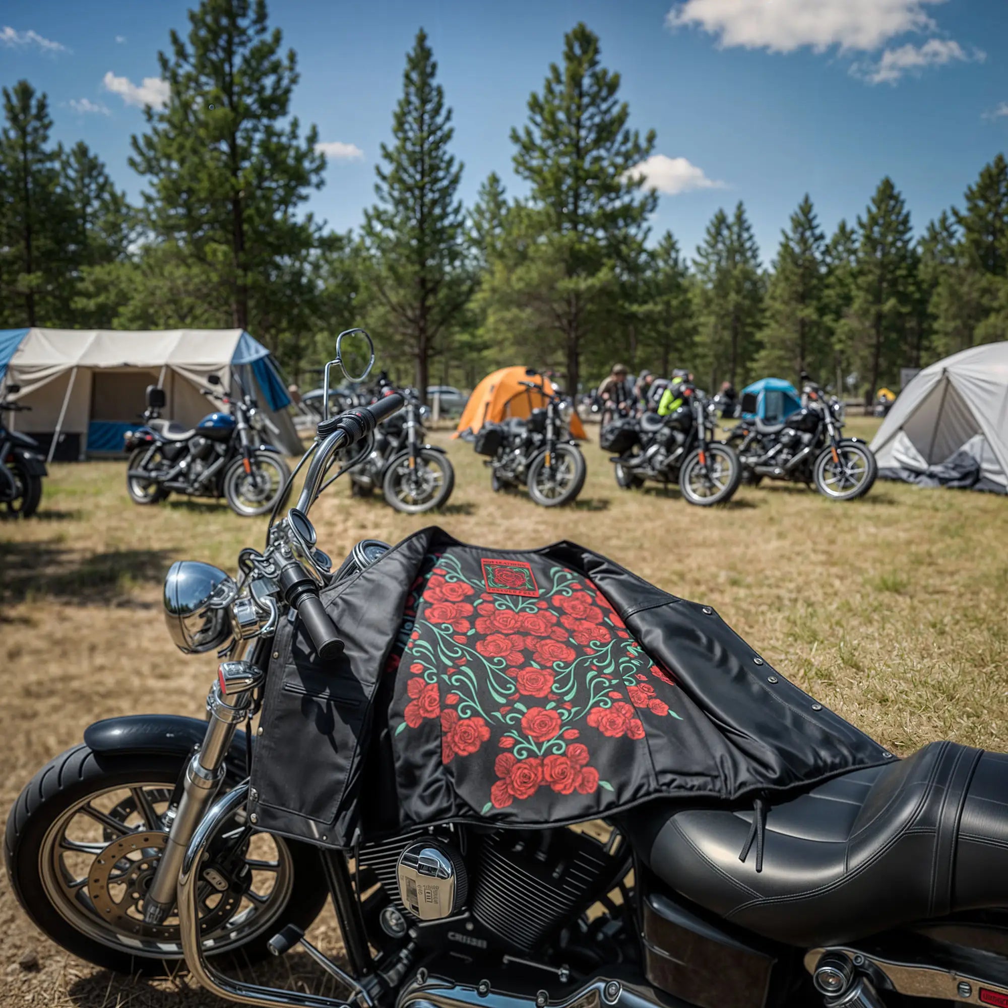 Hot Leathers VSL1019 Ladies BIker 'Red Rose' Lined Black Leather Motorcycle Vest