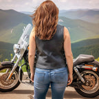 Hot Leathers VSL1019 Ladies BIker 'Red Rose' Lined Black Leather Motorcycle Vest