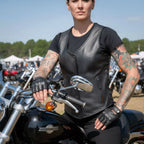Hot Leathers VSL2001 Ladies Black motorcycle style 'Fleur De Lis Cross' Leather Biker Vest