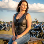 Hot Leathers VSL5001 USA Made Ladies Braided Leather Motorcycle Biker Vest