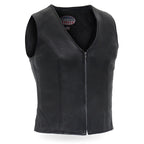 Hot Leathers VSL5003 USA Made Ladies Leather Motorcycle Biker Vest with Front Zipper