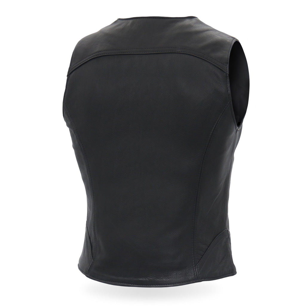 Hot Leathers VSL5003 USA Made Ladies Leather Motorcycle Biker Vest with Front Zipper