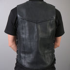 Hot Leathers VSM1008 Men's Motorcycle Black 'Buffalo Nickel Snap' Leather Biker Vest