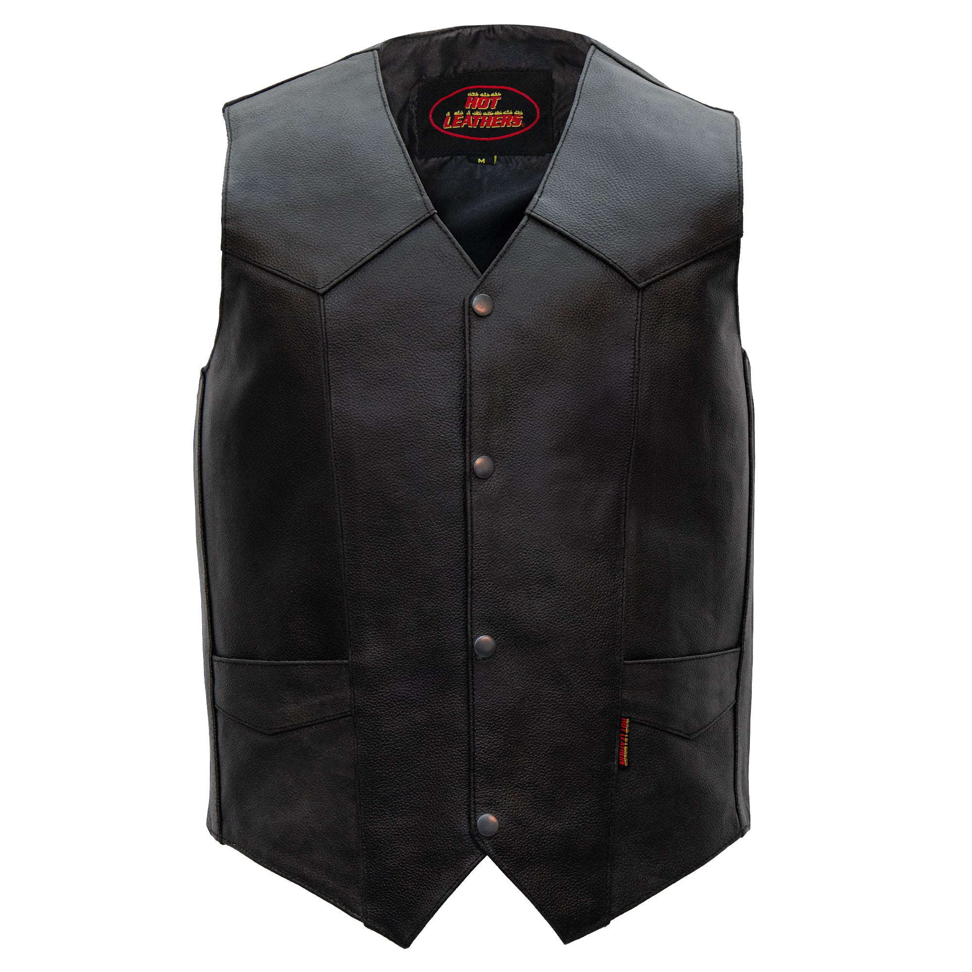 Men's Black Leather Motorcycle Vest | Hot Leathers