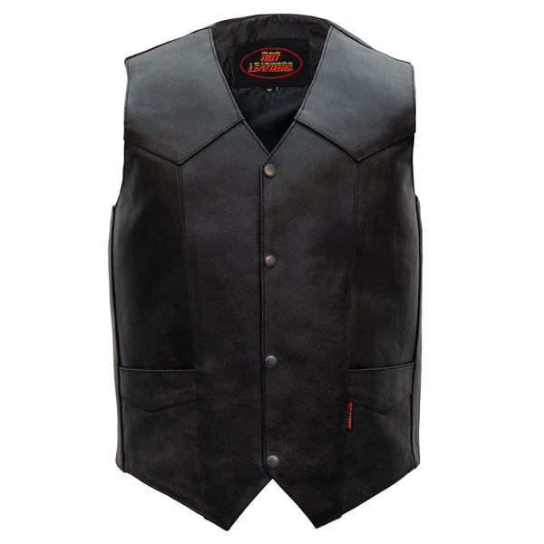 Men's Black Leather Motorcycle Vest | Hot Leathers