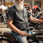 Hot Leathers VSM1014 Men's Motorcycle Black Heavyweight Leather Biker Vest with Inside Pocket