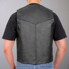 Hot Leathers VSM1014 Men's Motorcycle Black Heavyweight Leather Biker Vest with Inside Pocket