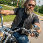 Hot Leathers VSM1014 Men's Motorcycle Black Heavyweight Leather Biker Vest with Inside Pocket