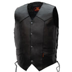 Hot Leathers VSM1015 Men's Black Heavyweight Motorcycle style Leather Biker Vest with Side Laces