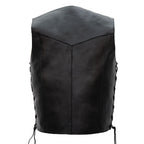 Hot Leathers VSM1015 Men's Black Heavyweight Motorcycle style Leather Biker Vest with Side Laces