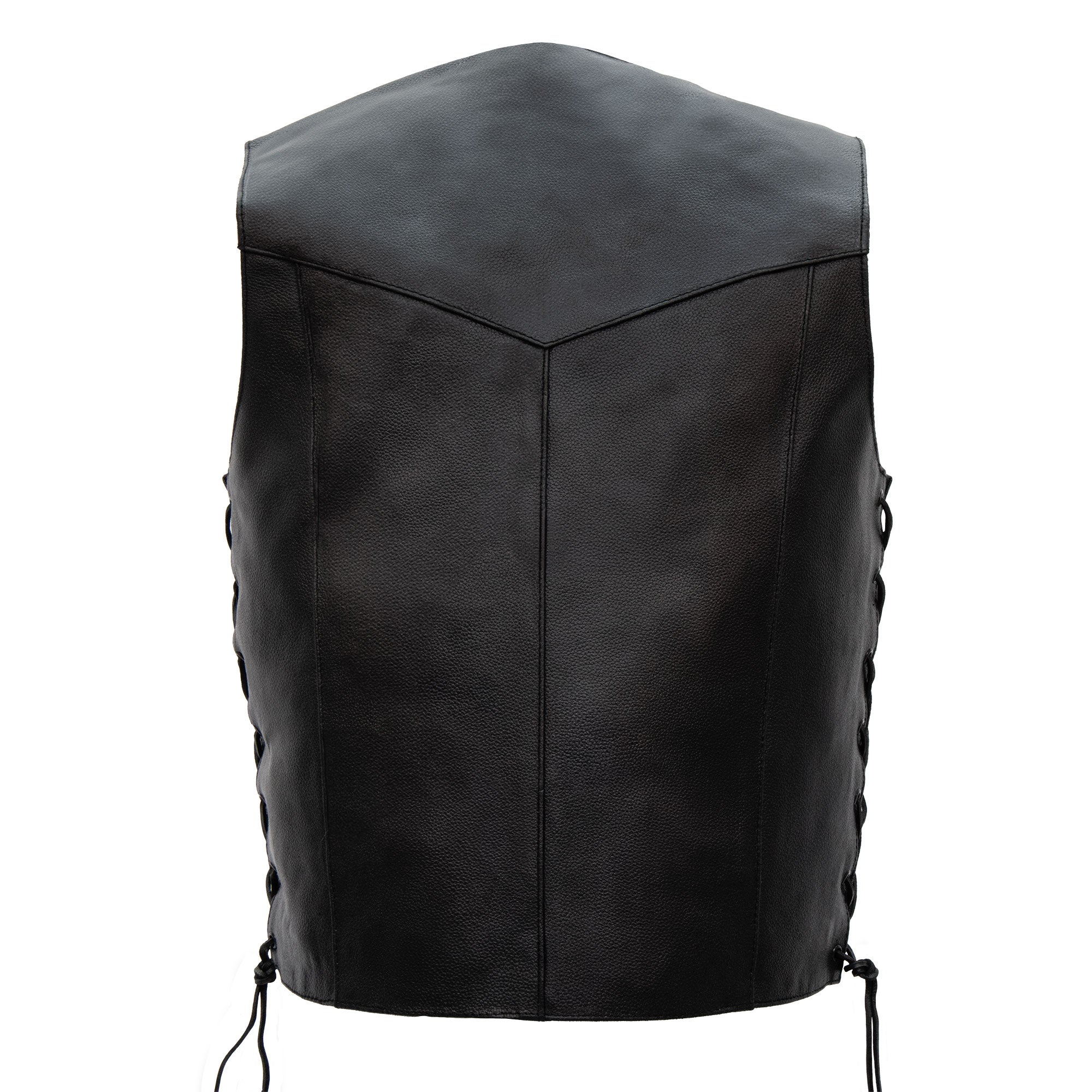 Hot Leathers VSM1015 Men's Black Heavyweight Motorcycle style Leather Biker Vest with Side Laces