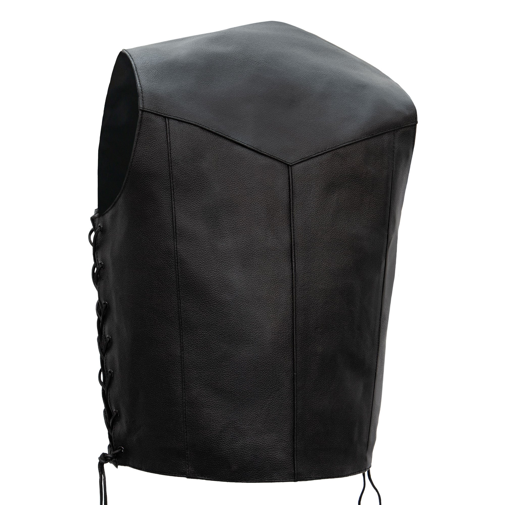 Hot Leathers VSM1015 Men's Black Heavyweight Motorcycle style Leather Biker Vest with Side Laces