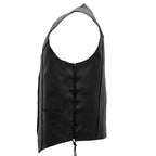 Hot Leathers VSM1015 Men's Black Heavyweight Motorcycle style Leather Biker Vest with Side Laces