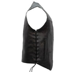 Hot Leathers VSM1017 Men's Motorcycle Black '10 Pocket' Leather Biker Vest with Side Laces