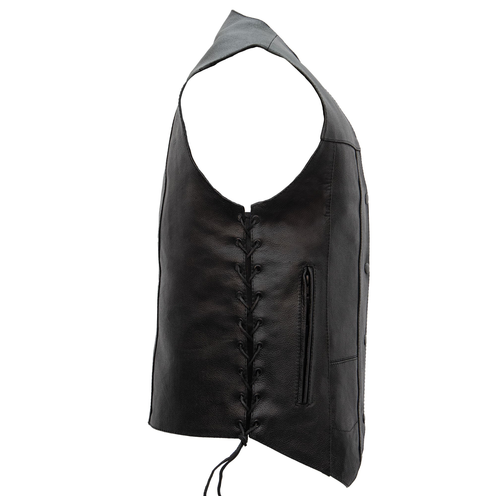 Hot Leathers VSM1017 Men's Motorcycle Black '10 Pocket' Leather Biker Vest with Side Laces