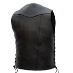 Hot Leathers VSM1017 Men's Motorcycle Black '10 Pocket' Leather Biker Vest with Side Laces