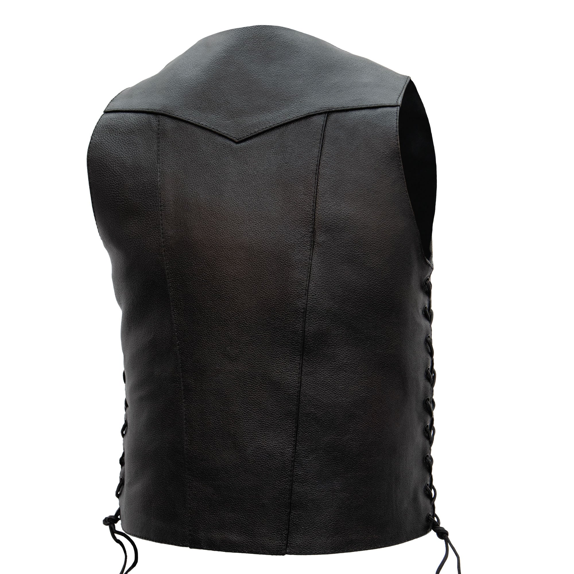 Hot Leathers VSM1017 Men's Motorcycle Black '10 Pocket' Leather Biker Vest with Side Laces