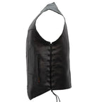 Hot Leathers VSM1017 Men's Motorcycle Black '10 Pocket' Leather Biker Vest with Side Laces