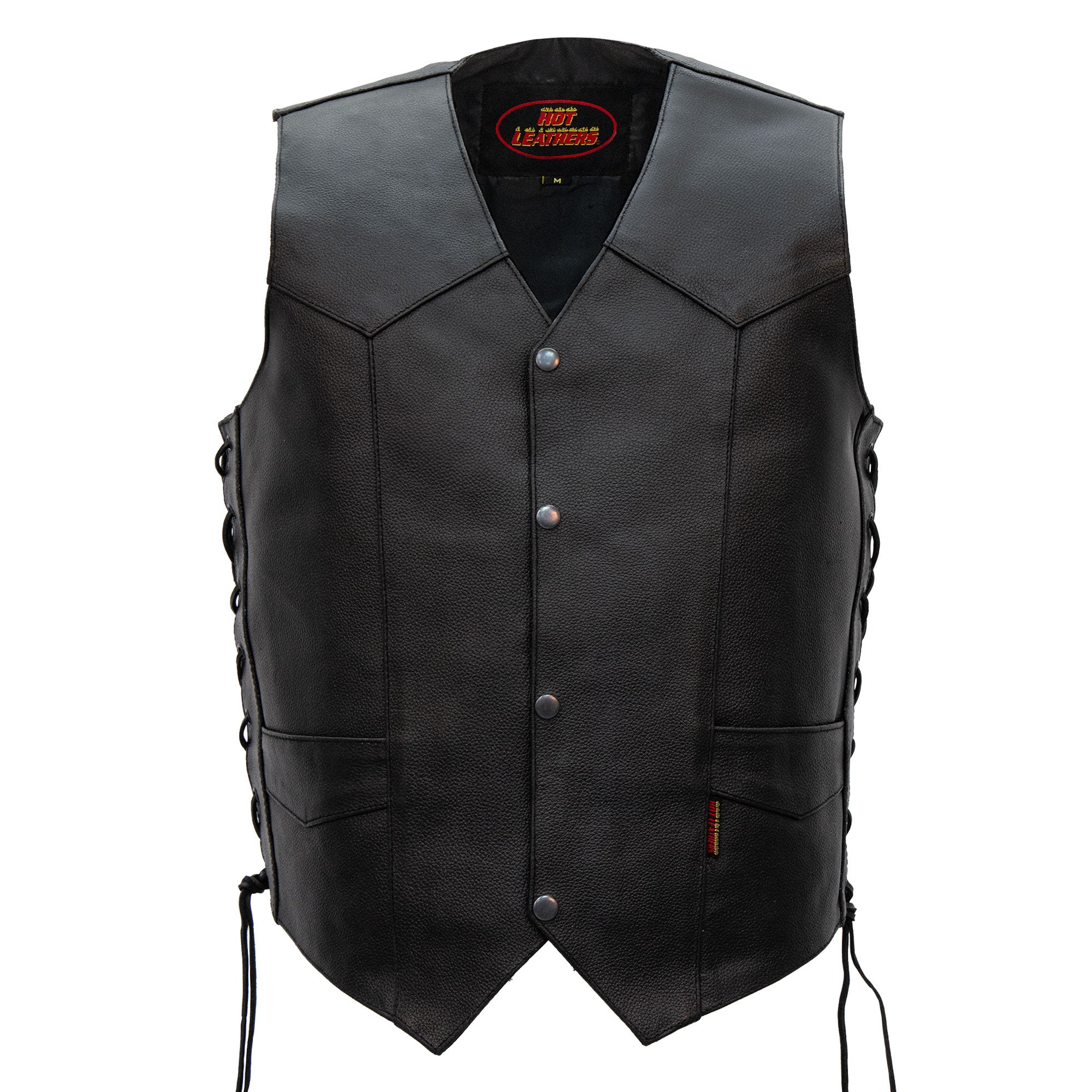 Hot Leathers VSM1022 Men's Motorcycle Black 'Conceal and Carry' Leather Biker Vest