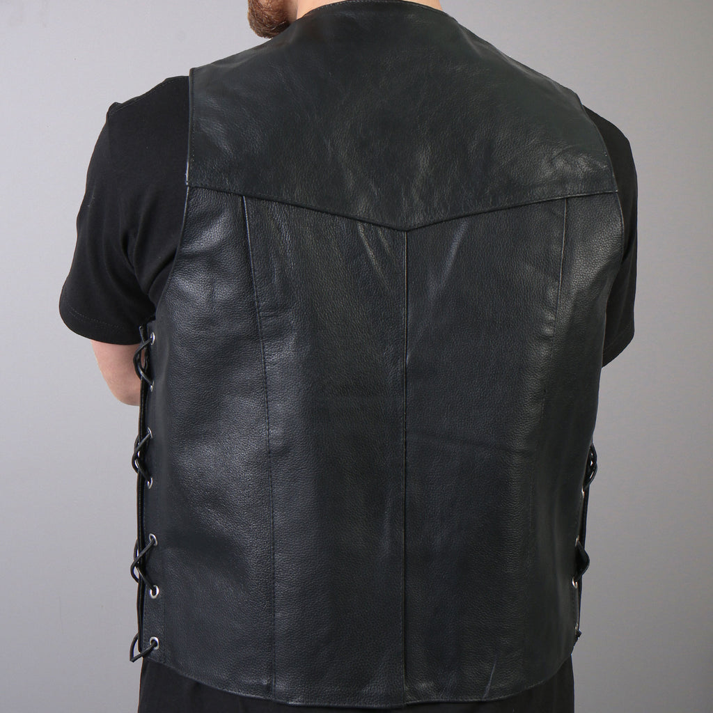 Hot Leathers VSM1022 Men's Motorcycle Black 'Conceal and Carry' Leather Biker Vest