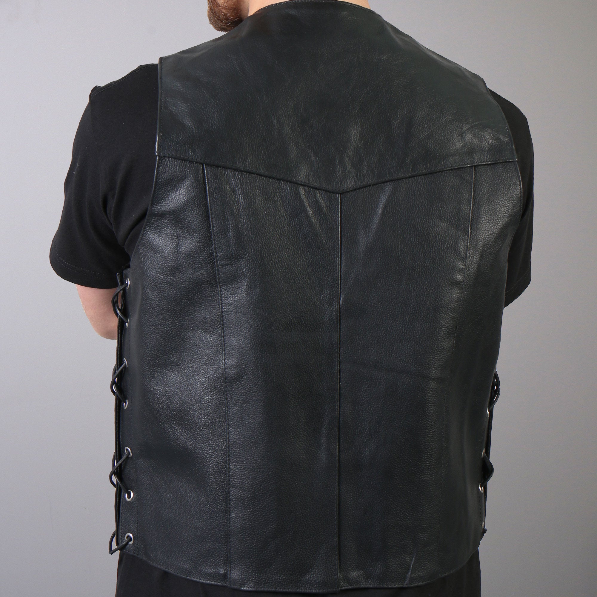 Hot Leathers VSM1022 Men's Motorcycle Black 'Conceal and Carry' Leather Biker Vest