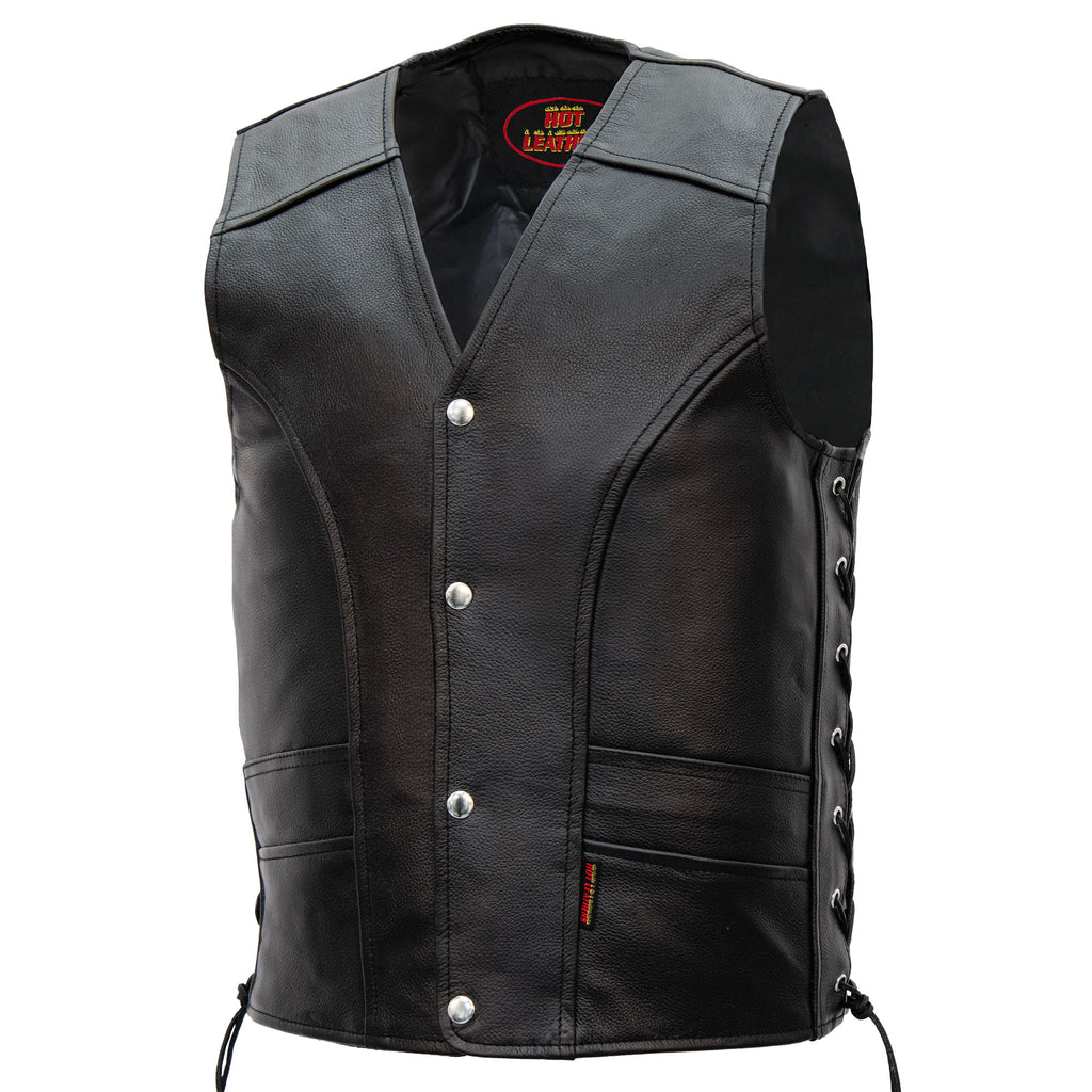 Hot Leathers VSM1030 Men's Black Motorcycle 'Conceal and Carry' Leather Biker Vest
