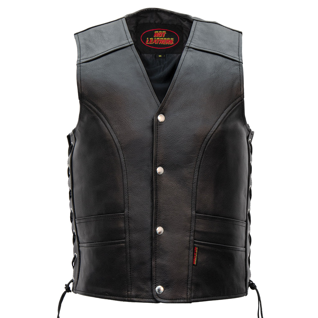 Hot Leathers VSM1030 Men's Black Motorcycle 'Conceal and Carry' Leather Biker Vest