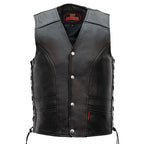 Hot Leathers VSM1030 Men's Black Motorcycle 'Conceal and Carry' Leather Biker Vest