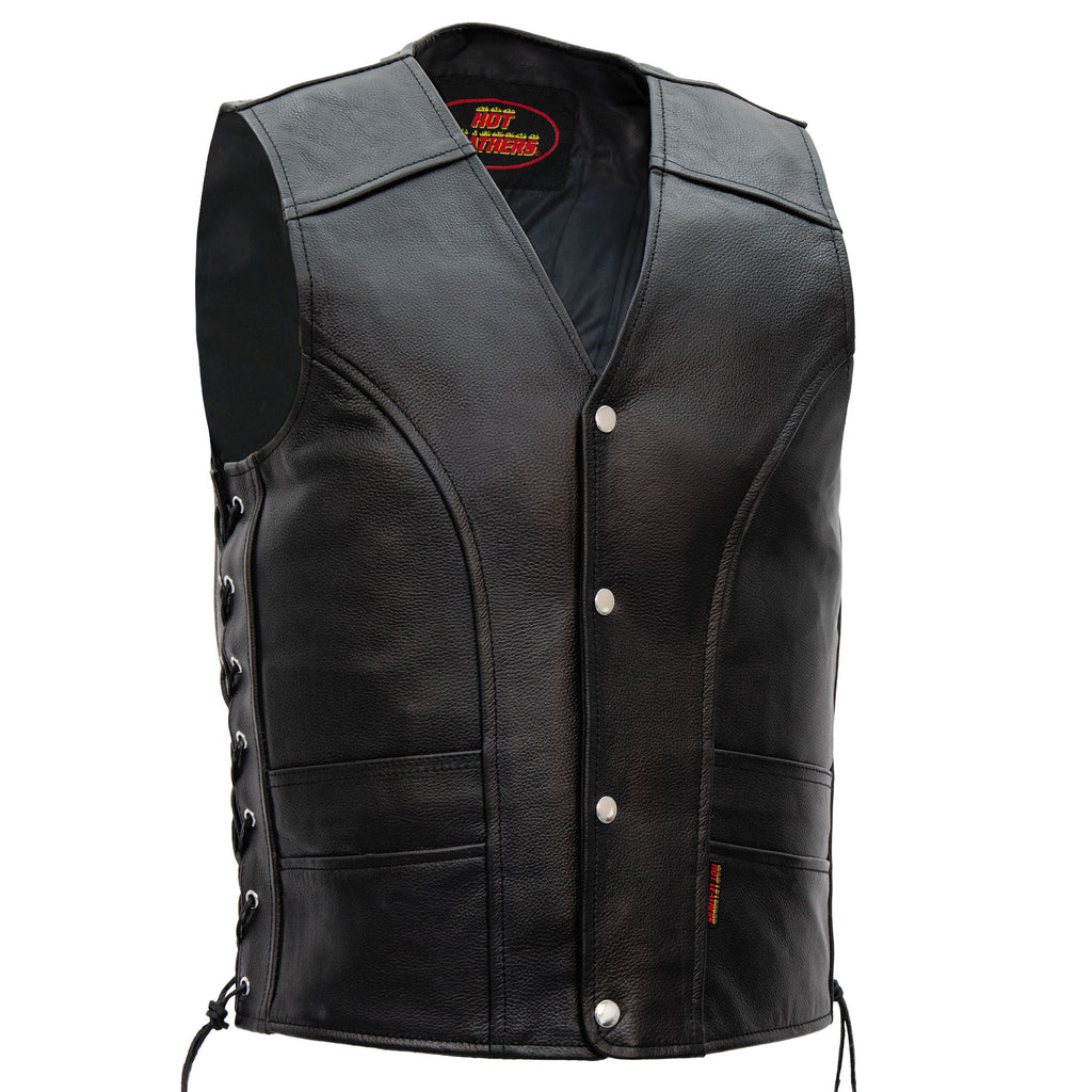 Hot Leathers VSM1030 Men's Black Motorcycle 'Conceal and Carry' Leather Biker Vest