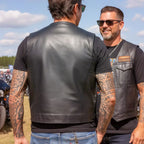 Hot Leathers VSM1036 Men's Black Motorcycle 'Conceal and Carry' Leather Biker Club Zip Vest