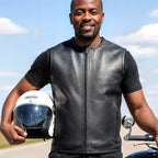 Hot Leathers VSM1036 Men's Black Motorcycle 'Conceal and Carry' Leather Biker Club Zip Vest