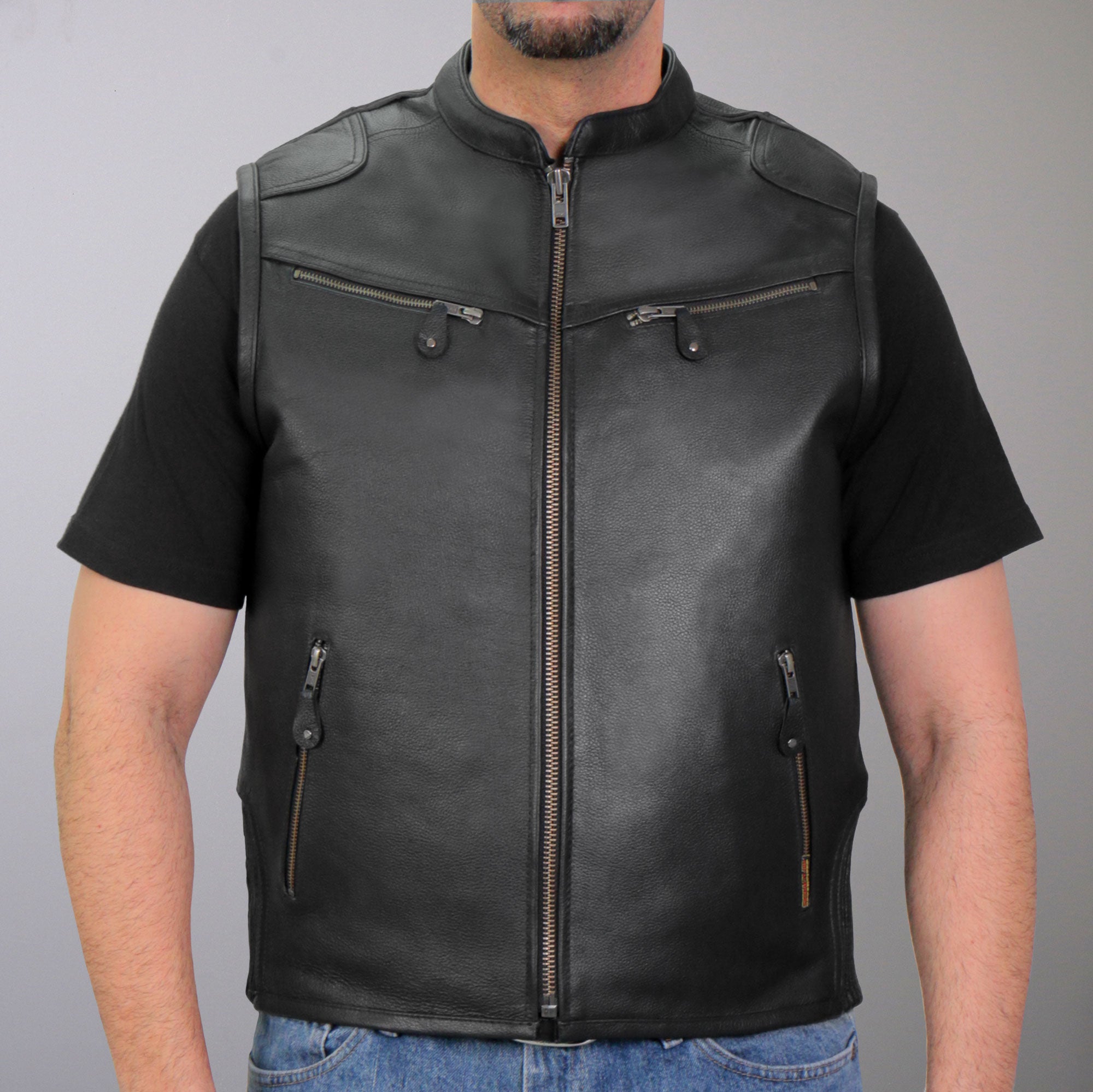 Hot Leathers VSM1037 Men's Black 'Zipper Pockets' Concealed and Carry