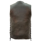 Hot Leathers VSM1041 Men's Motorcycle style Rub-Off Grey 'Side Lace' Leather Biker Vest