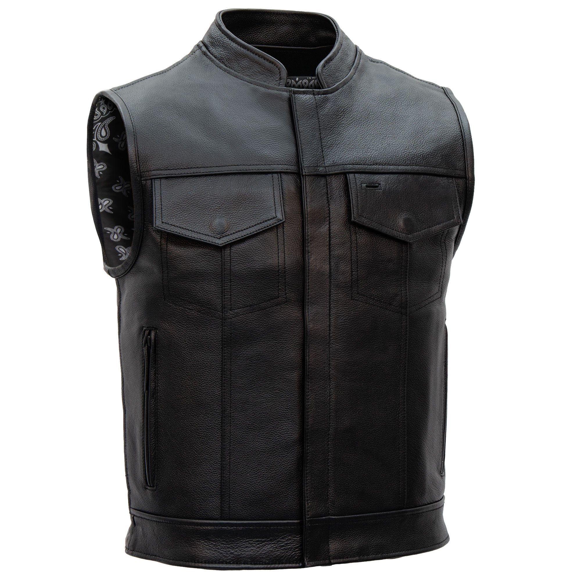 STANDARD MOTORCYCLE LEATHERS バイカーベスト VEST M PAISLEY BLK LINER CC – Hot Leathers