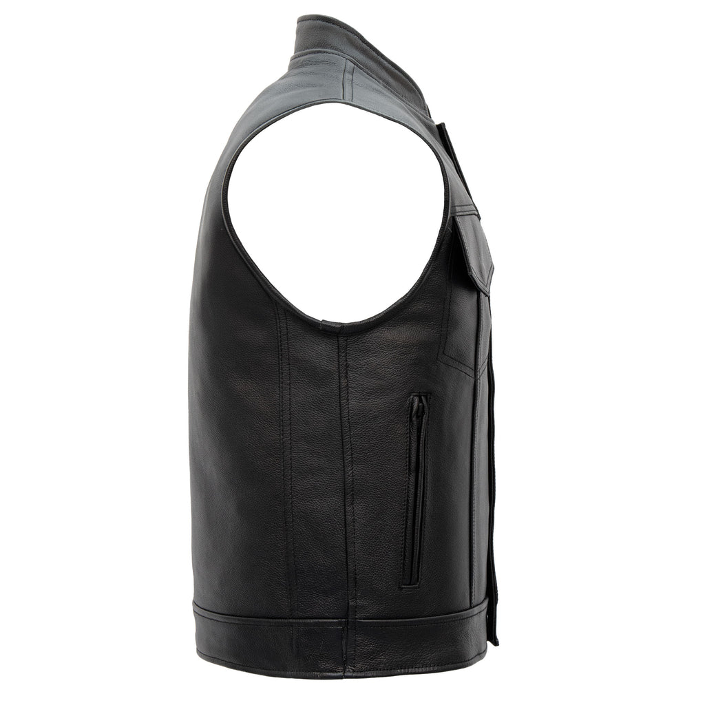 Hot Leathers VSM1049 Men's Black 'Paisley' Motorcycle Club style Conceal and Carry Leather Biker Vest
