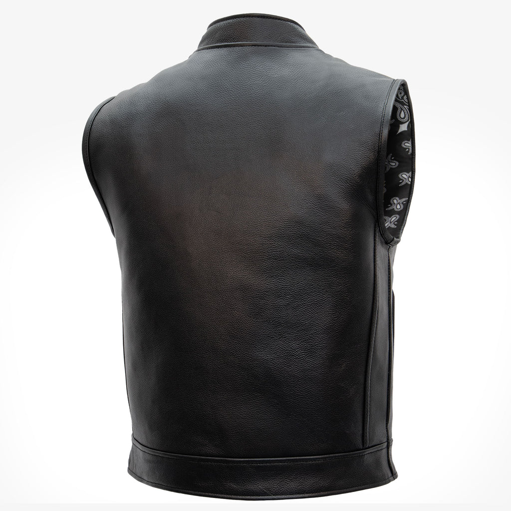 Hot Leathers VSM1049 Men's Black 'Paisley' Motorcycle Club style Conceal and Carry Leather Biker Vest
